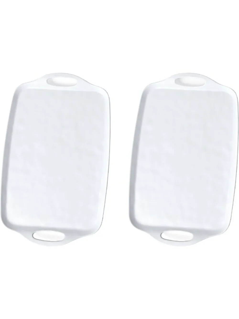 Large White Melamine Serving Tray Set of 2 – 19x12 Inch Rectangular with Handles
